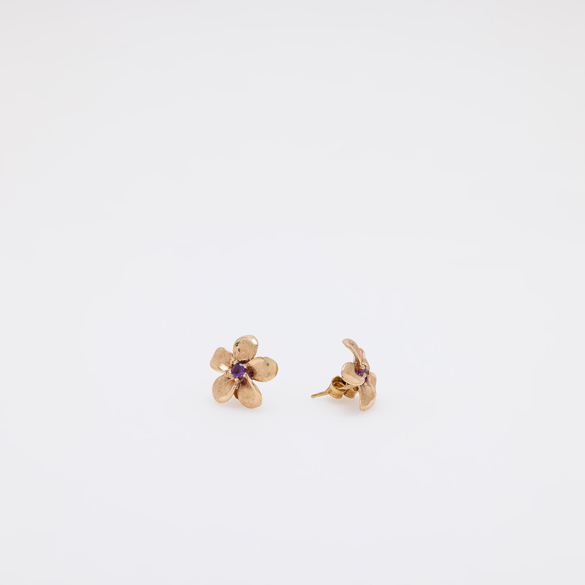 Amethyst Plumeria Studs - Small Size