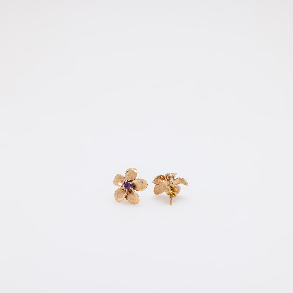 Amethyst Plumeria Studs - Small Size