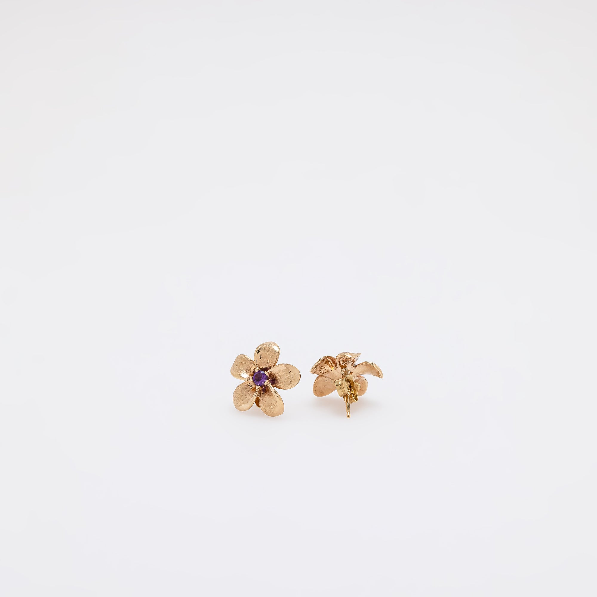 Amethyst Plumeria Studs - Small Size