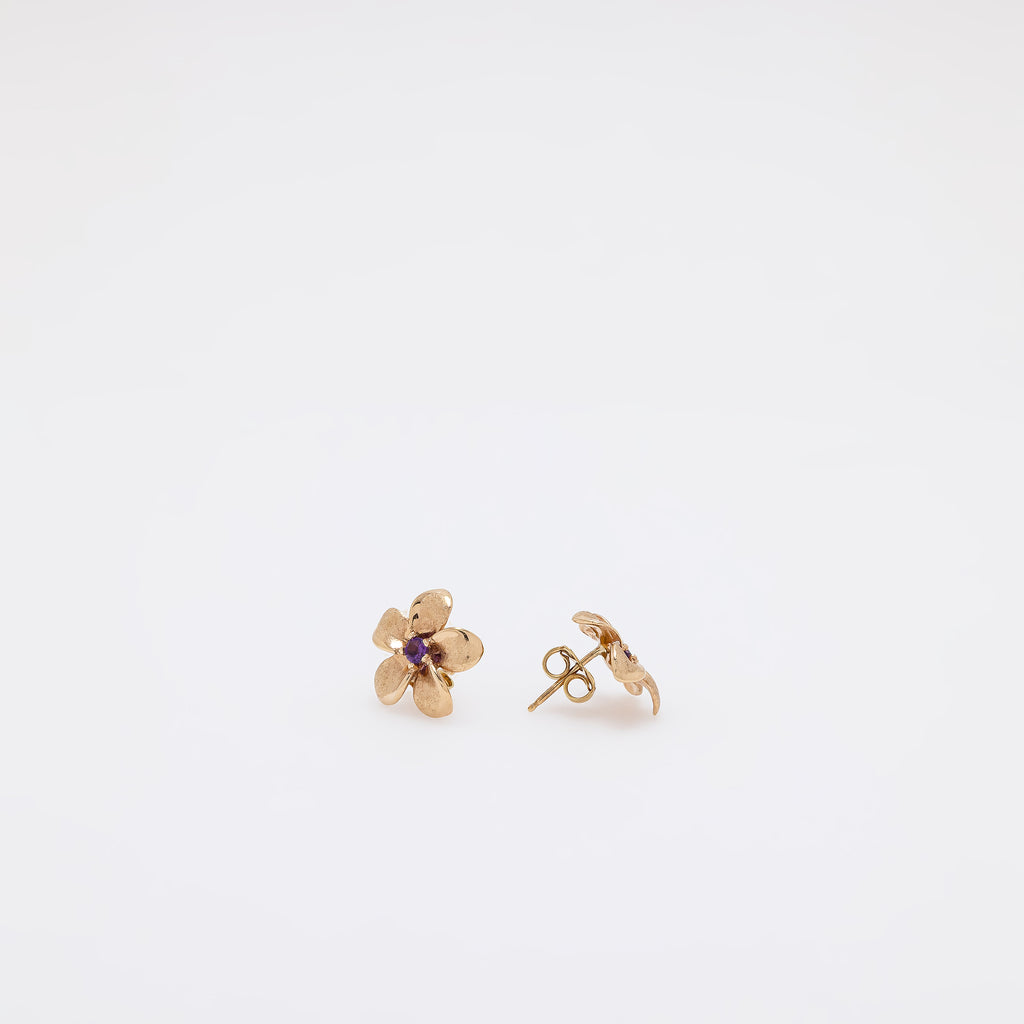 Amethyst Plumeria Studs - Small Size