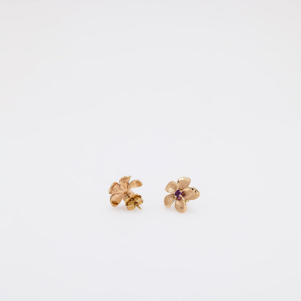 Amethyst Plumeria Studs - Small Size