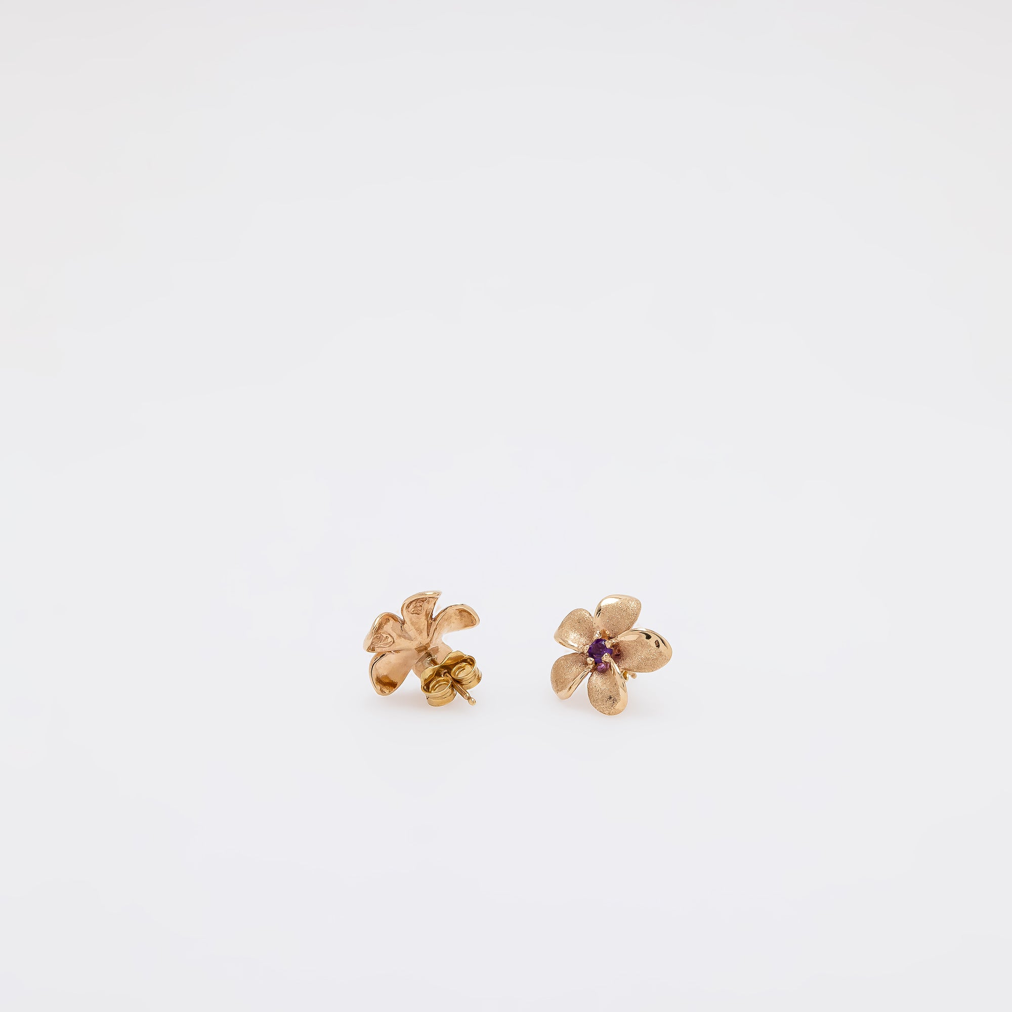 Amethyst Plumeria Studs - Small Size