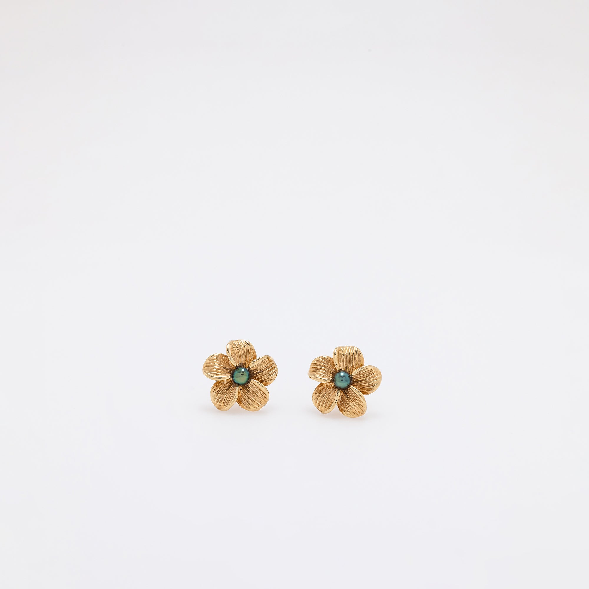 Tahitian Pearl Plumeria Studs