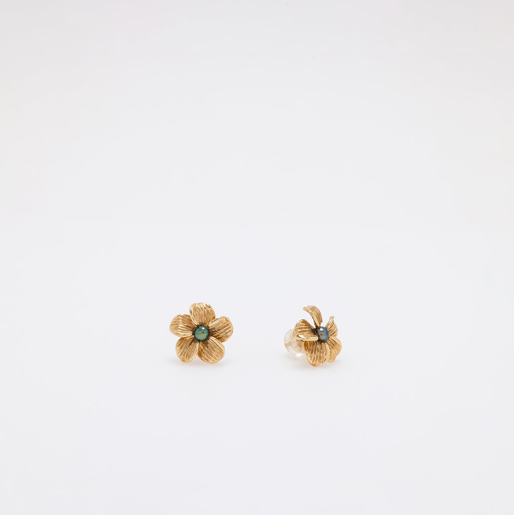 Tahitian Pearl Plumeria Studs