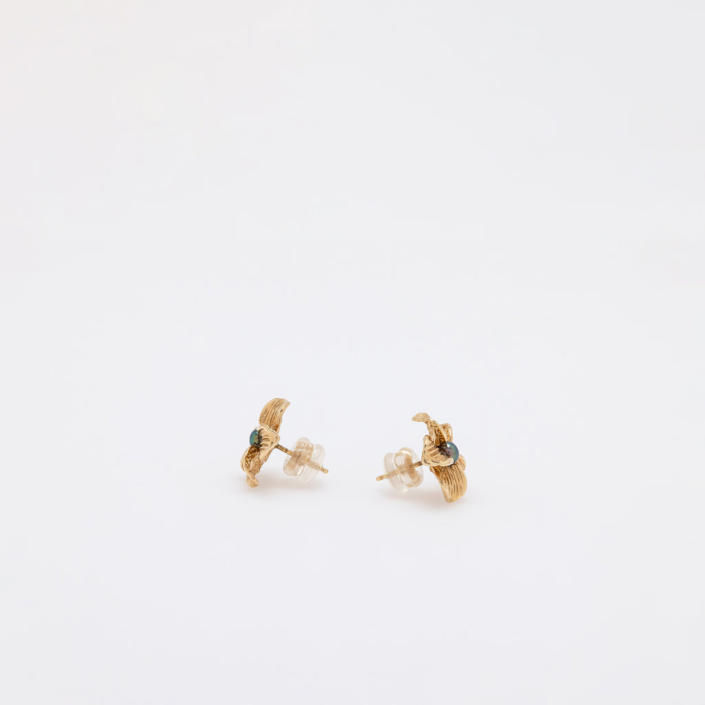 Tahitian Pearl Plumeria Studs