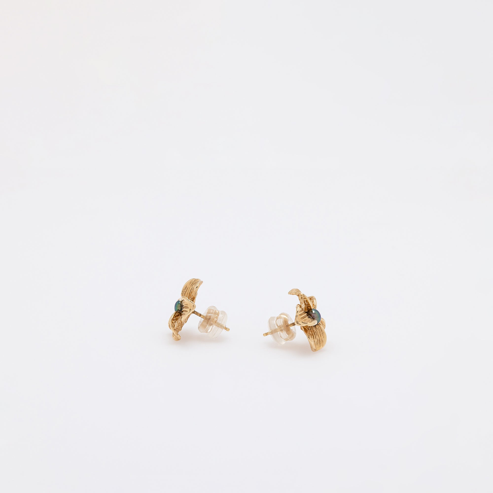 Tahitian Pearl Plumeria Studs