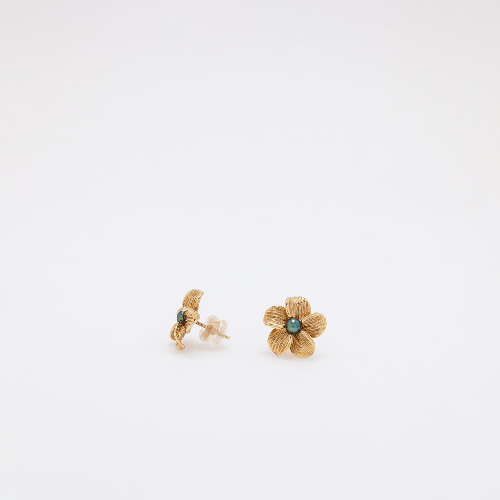 Tahitian Pearl Plumeria Studs