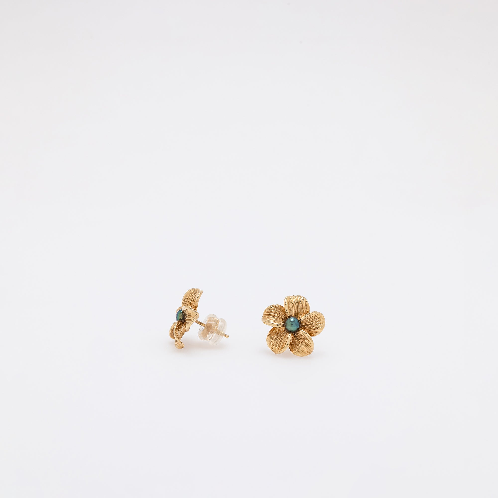 Tahitian Pearl Plumeria Studs