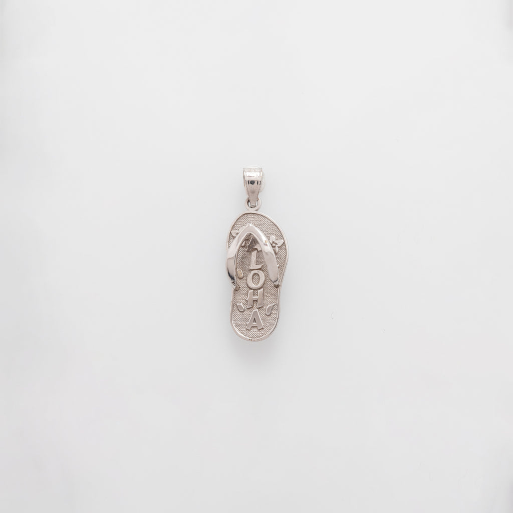 'ALOHA' Dangling Slippah in White Gold