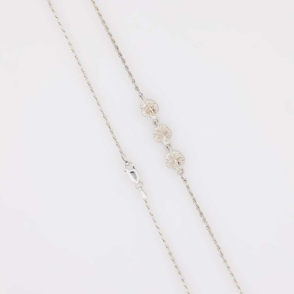 Hibiscus Trio Sterling Silver Necklace