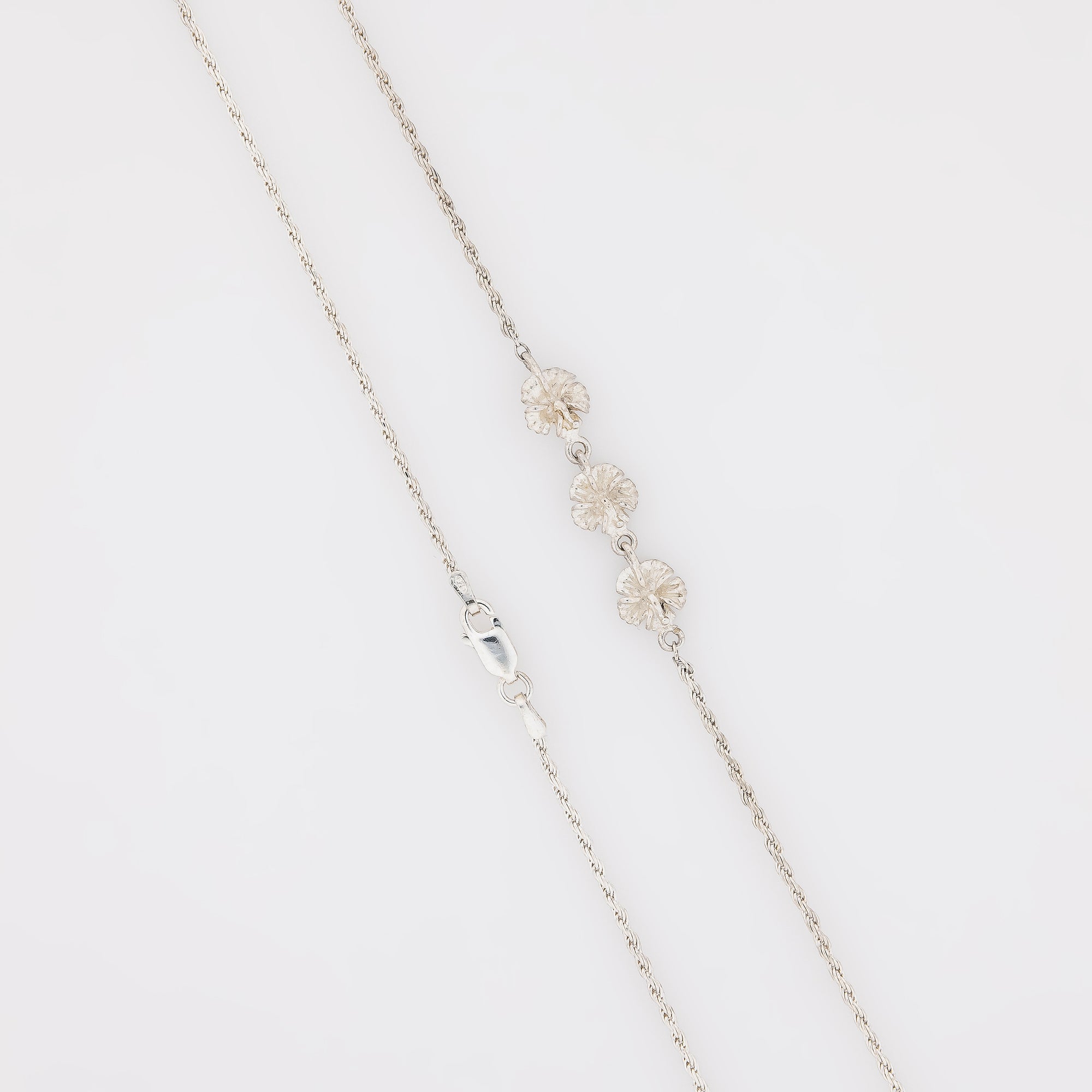Hibiscus Trio Sterling Silver Necklace