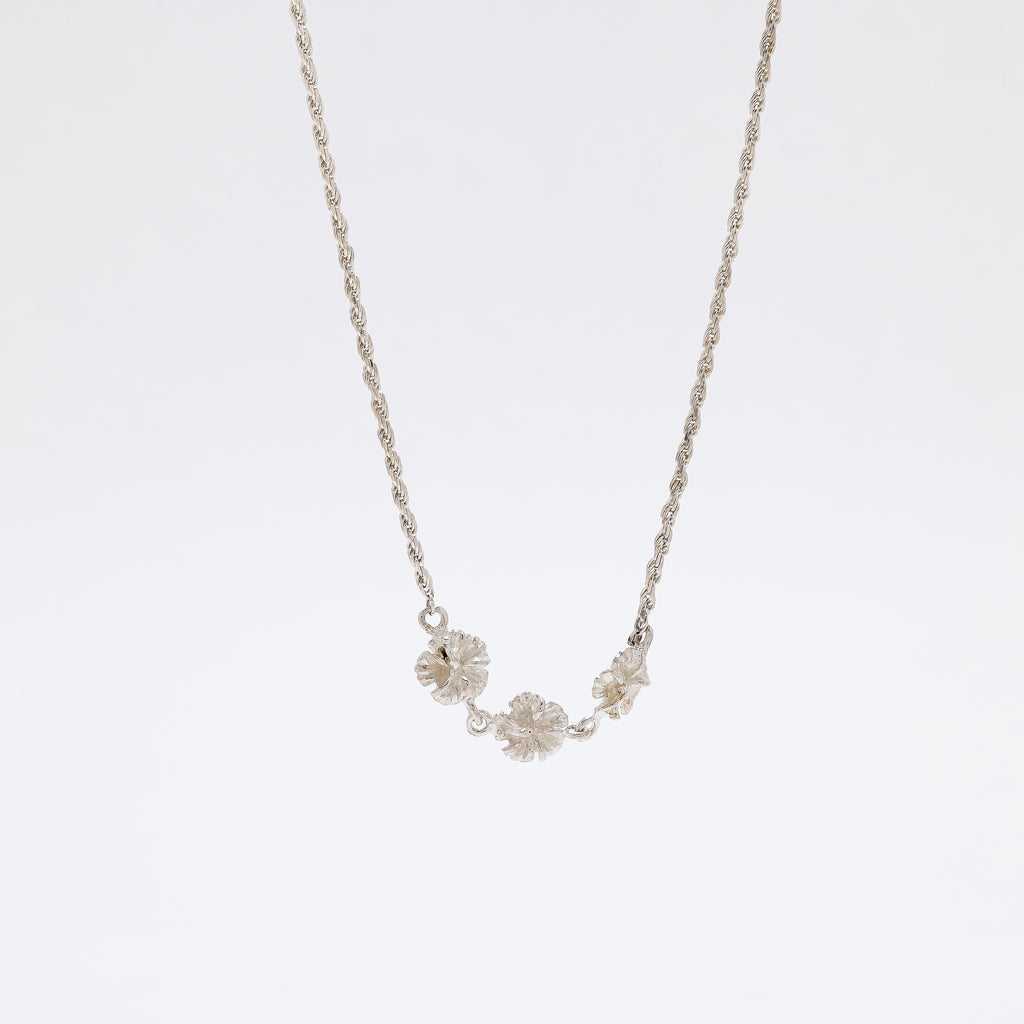 Hibiscus Trio Sterling Silver Necklace