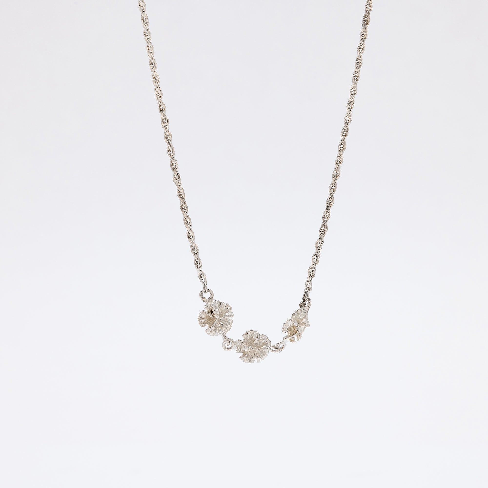 Hibiscus Trio Sterling Silver Necklace