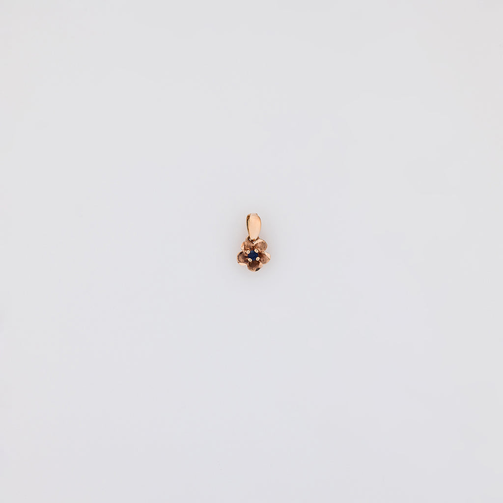 Micro Rose Gold Plumeria with Sapphire