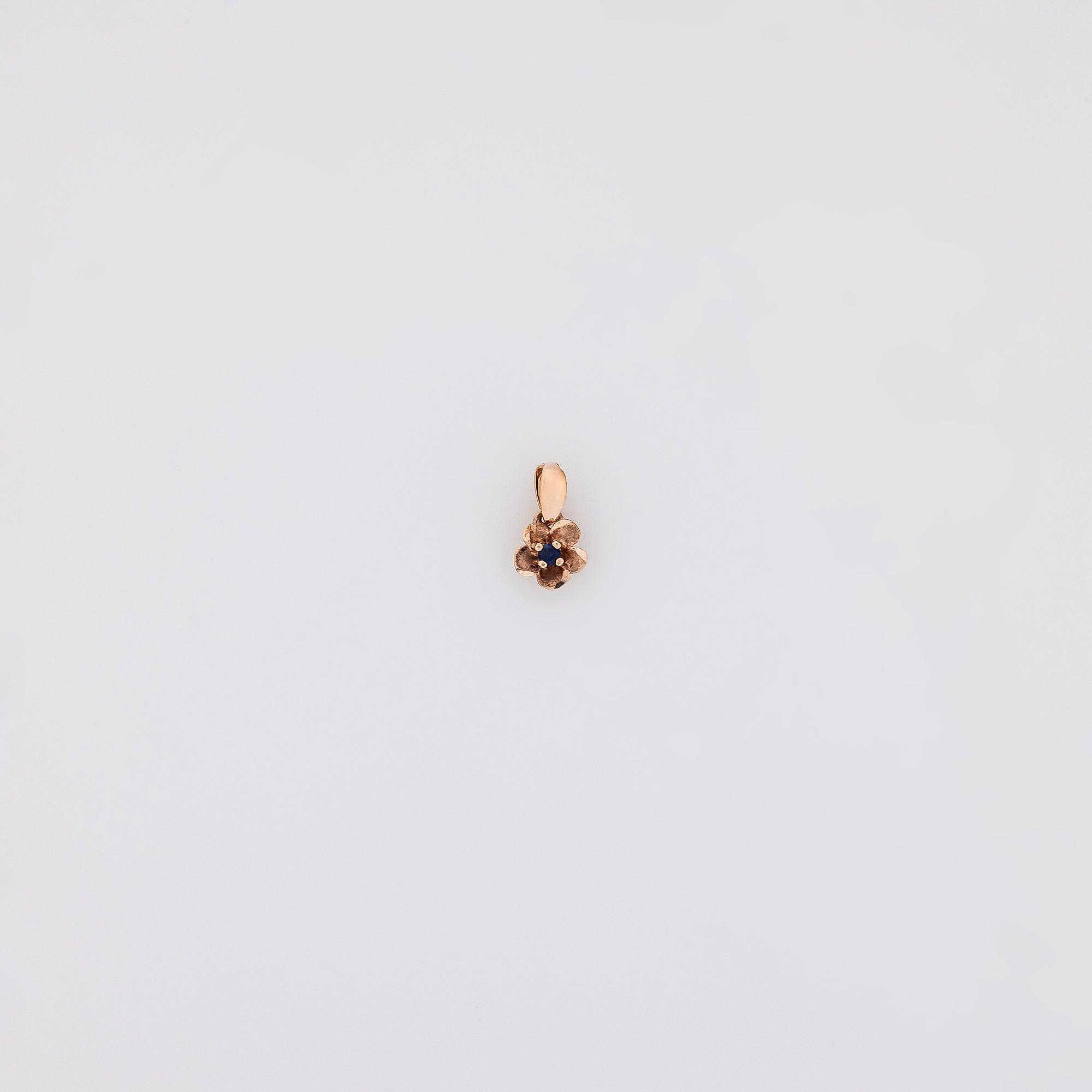 Micro Rose Gold Plumeria with Sapphire