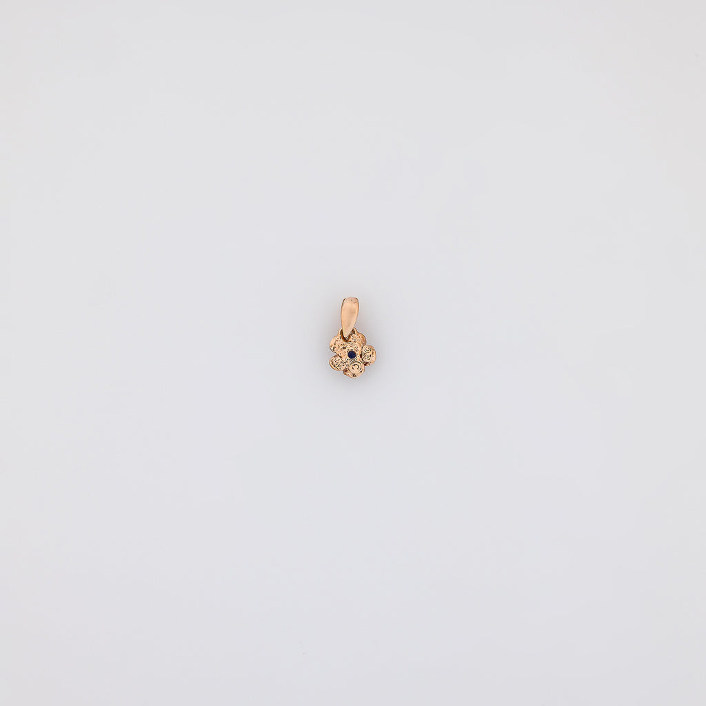 Micro Rose Gold Plumeria with Sapphire