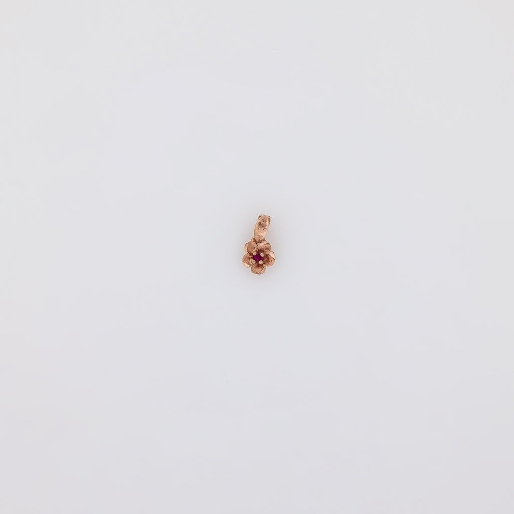 Micro Rose Gold Plumeria with Ruby