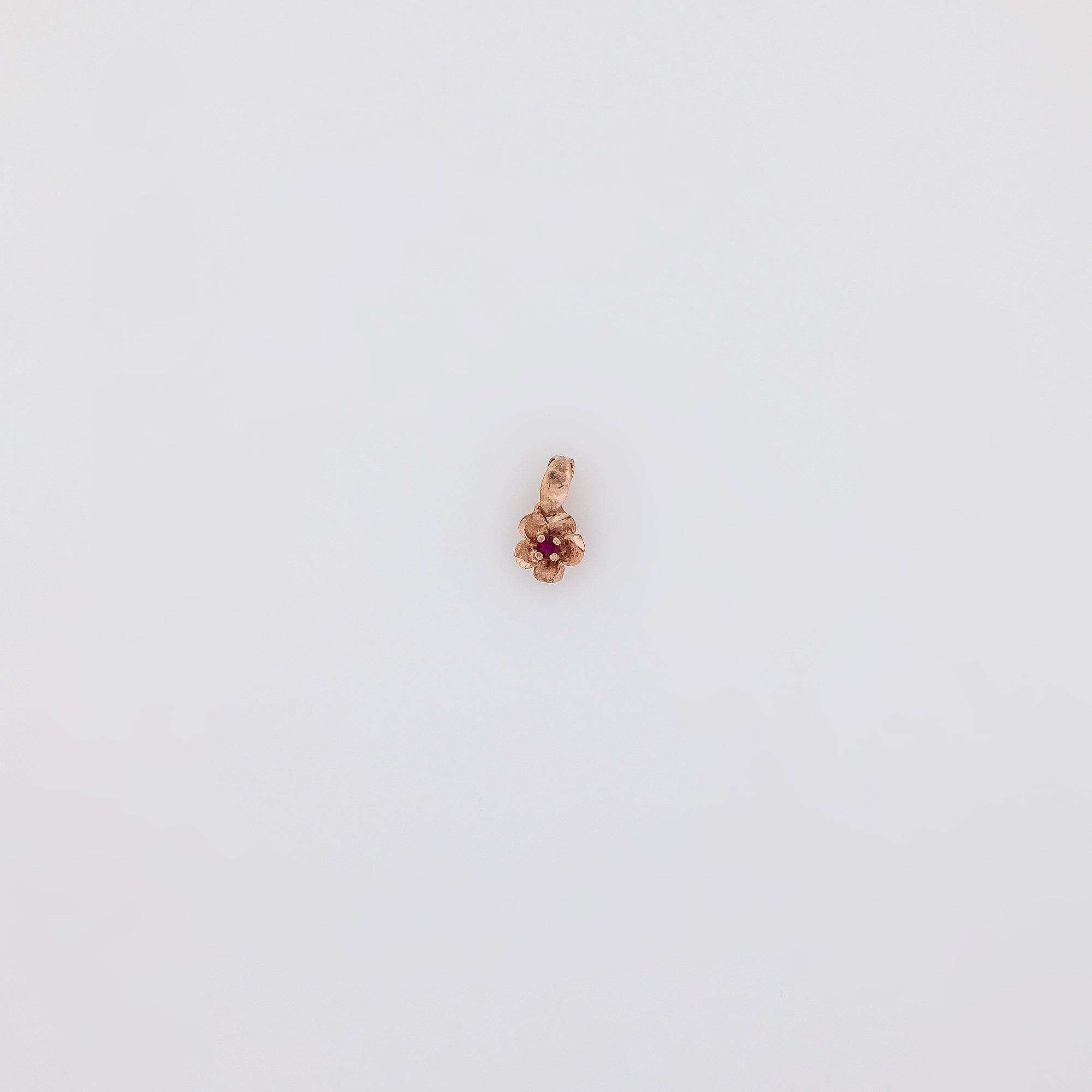 Micro Rose Gold Plumeria with Ruby
