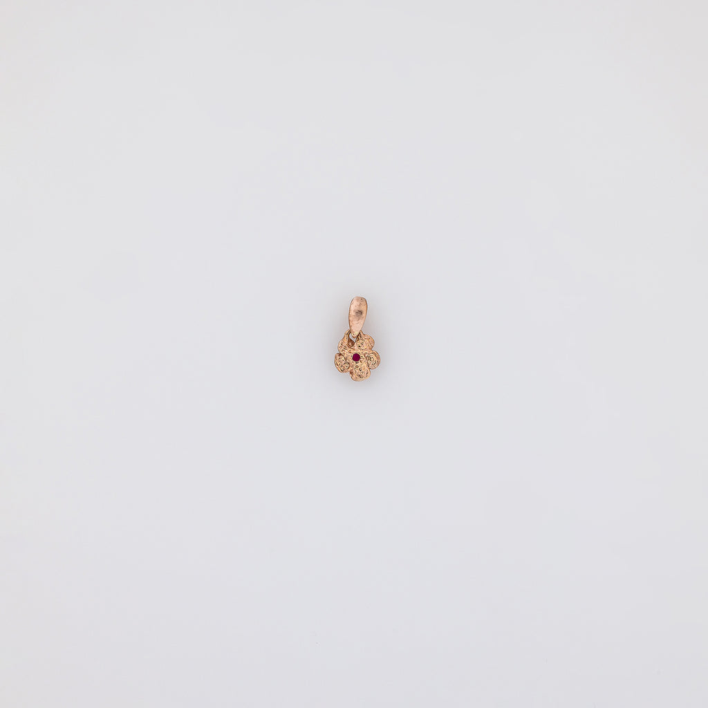Micro Rose Gold Plumeria with Ruby