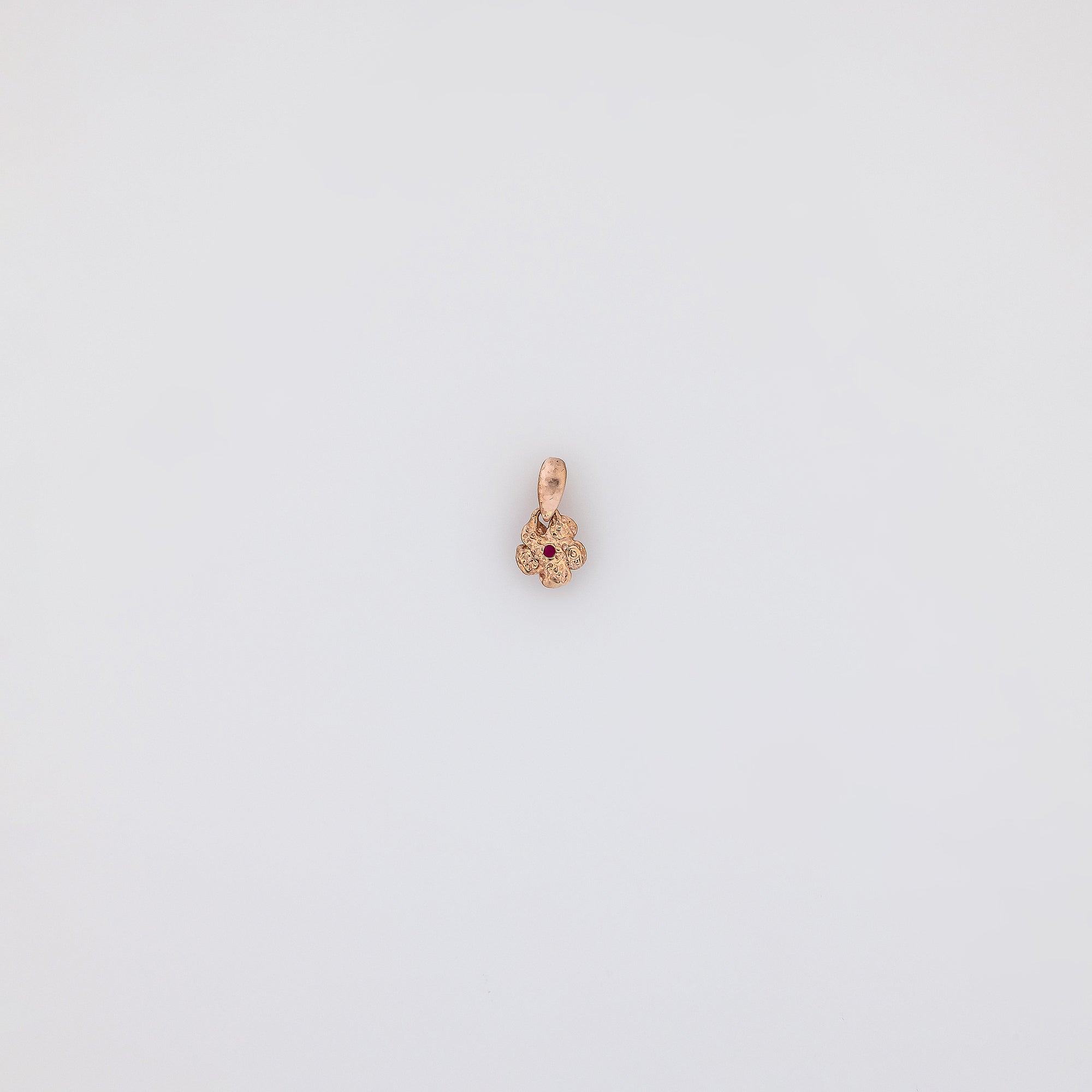 Micro Rose Gold Plumeria with Ruby