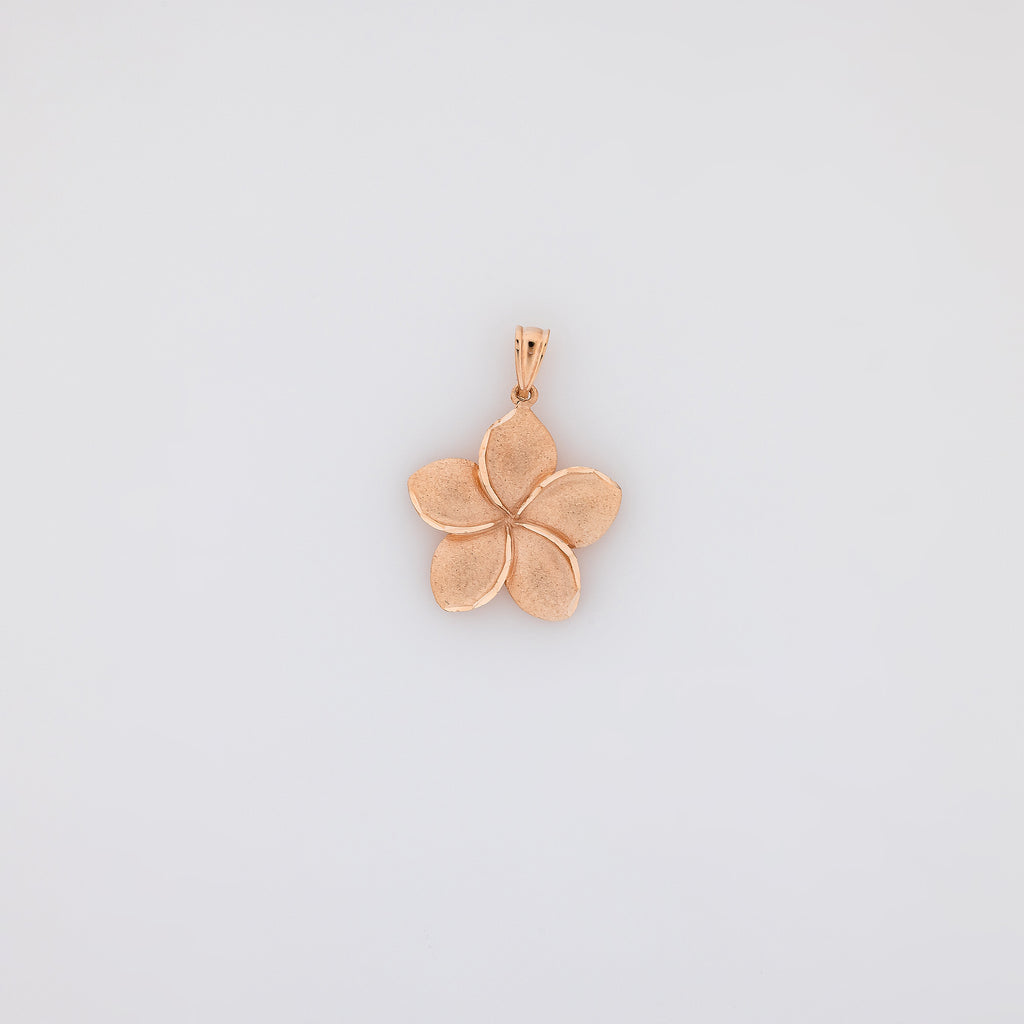 Jumbo Pointed Petal Plumeria Pendant in Rose Gold