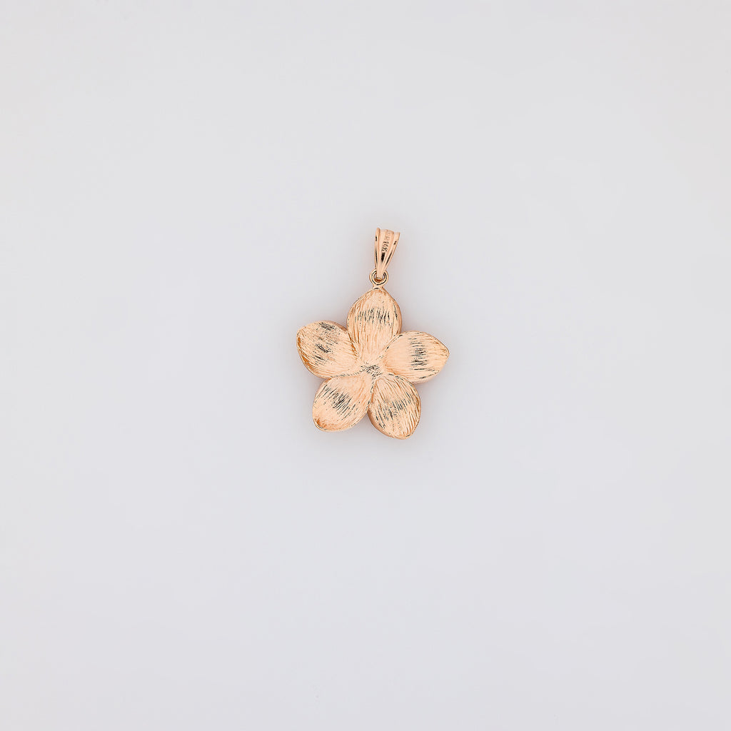 Jumbo Pointed Petal Plumeria Pendant in Rose Gold