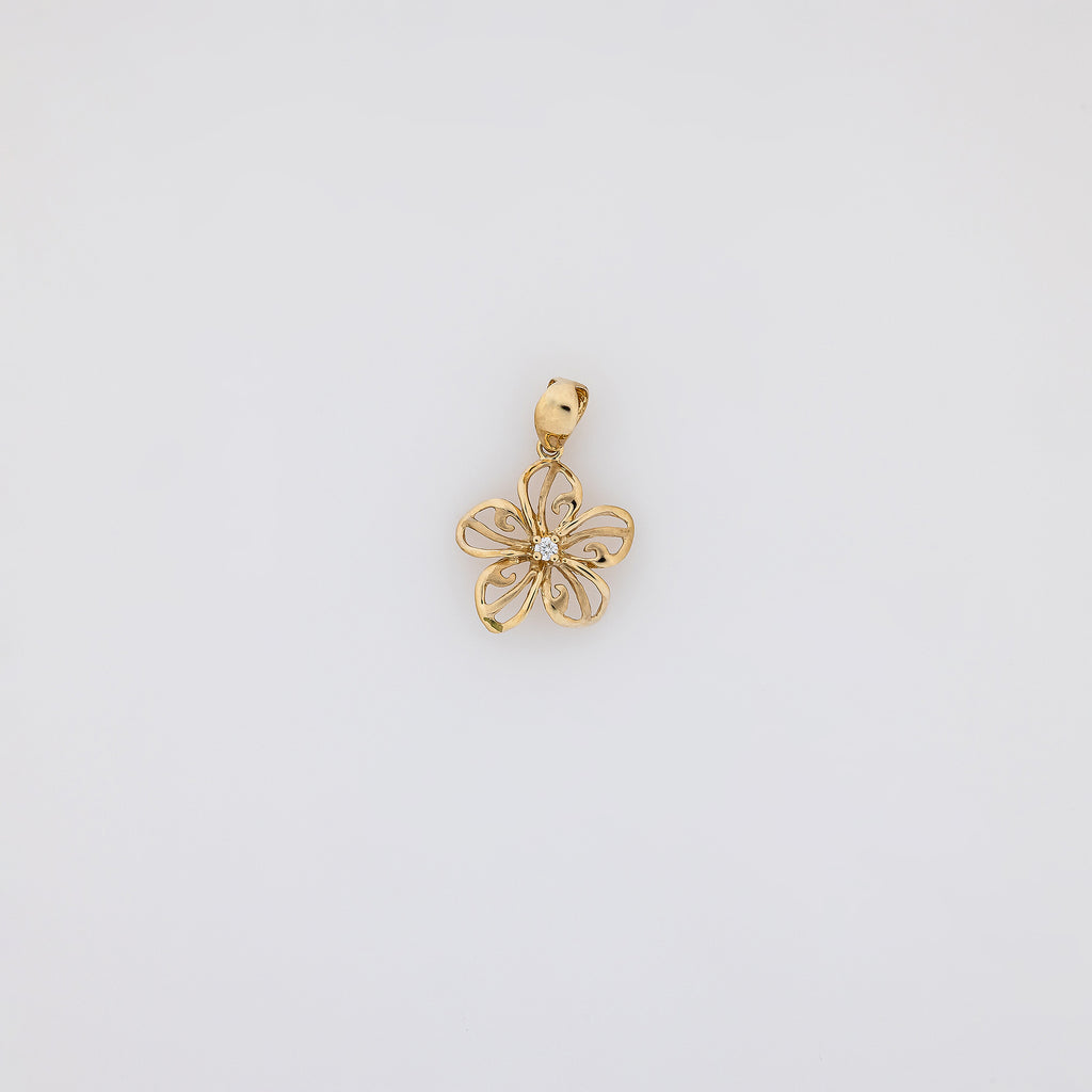 Wave Cutout Plumeria Pendant with Diamond