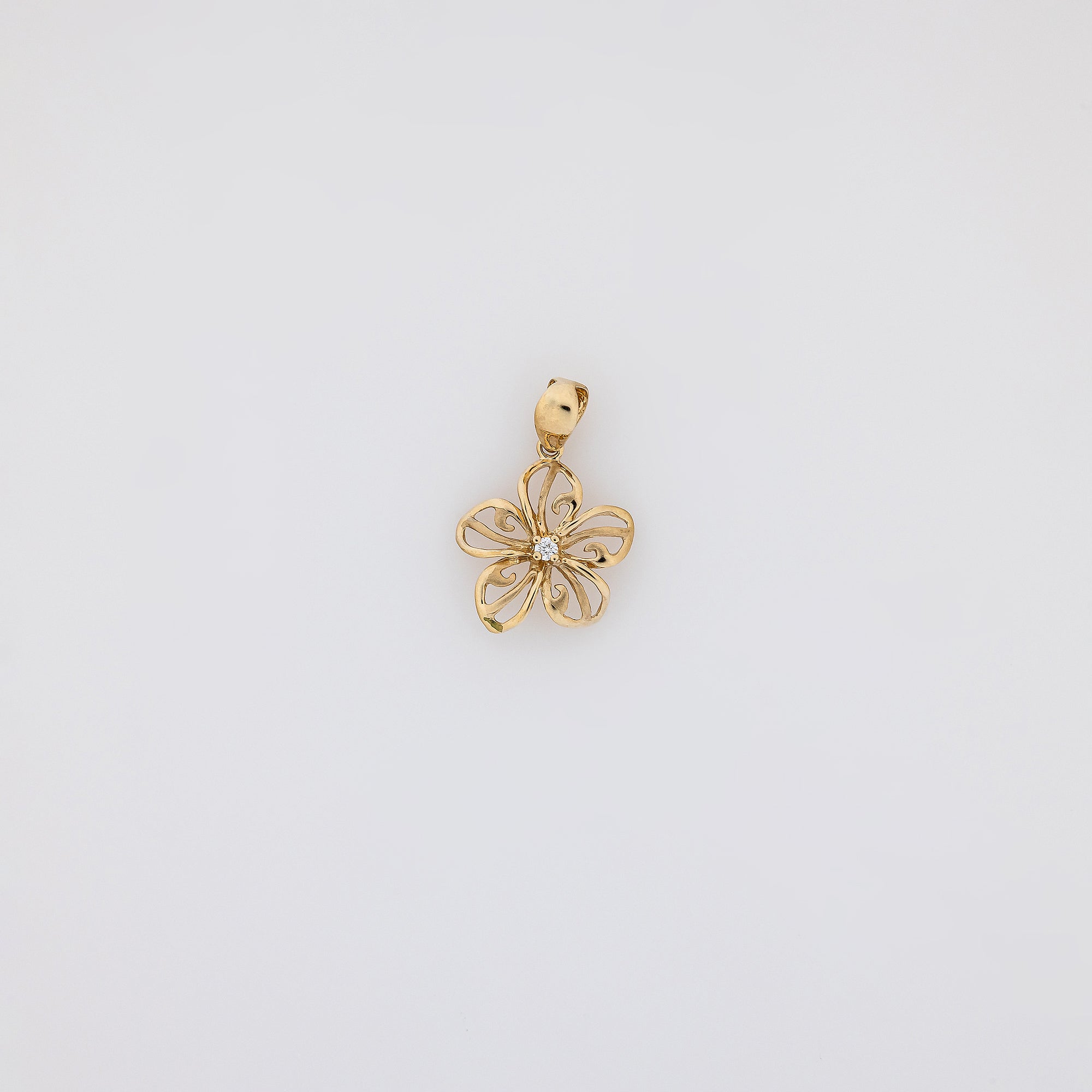 Wave Cutout Plumeria Pendant with Diamond
