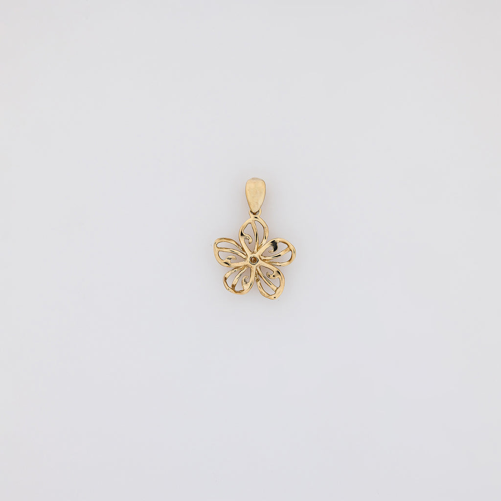 Wave Cutout Plumeria Pendant with Diamond