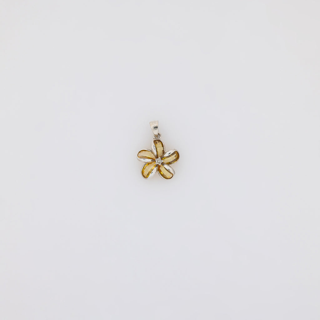 Yellow Crystal Plumeria Pendant