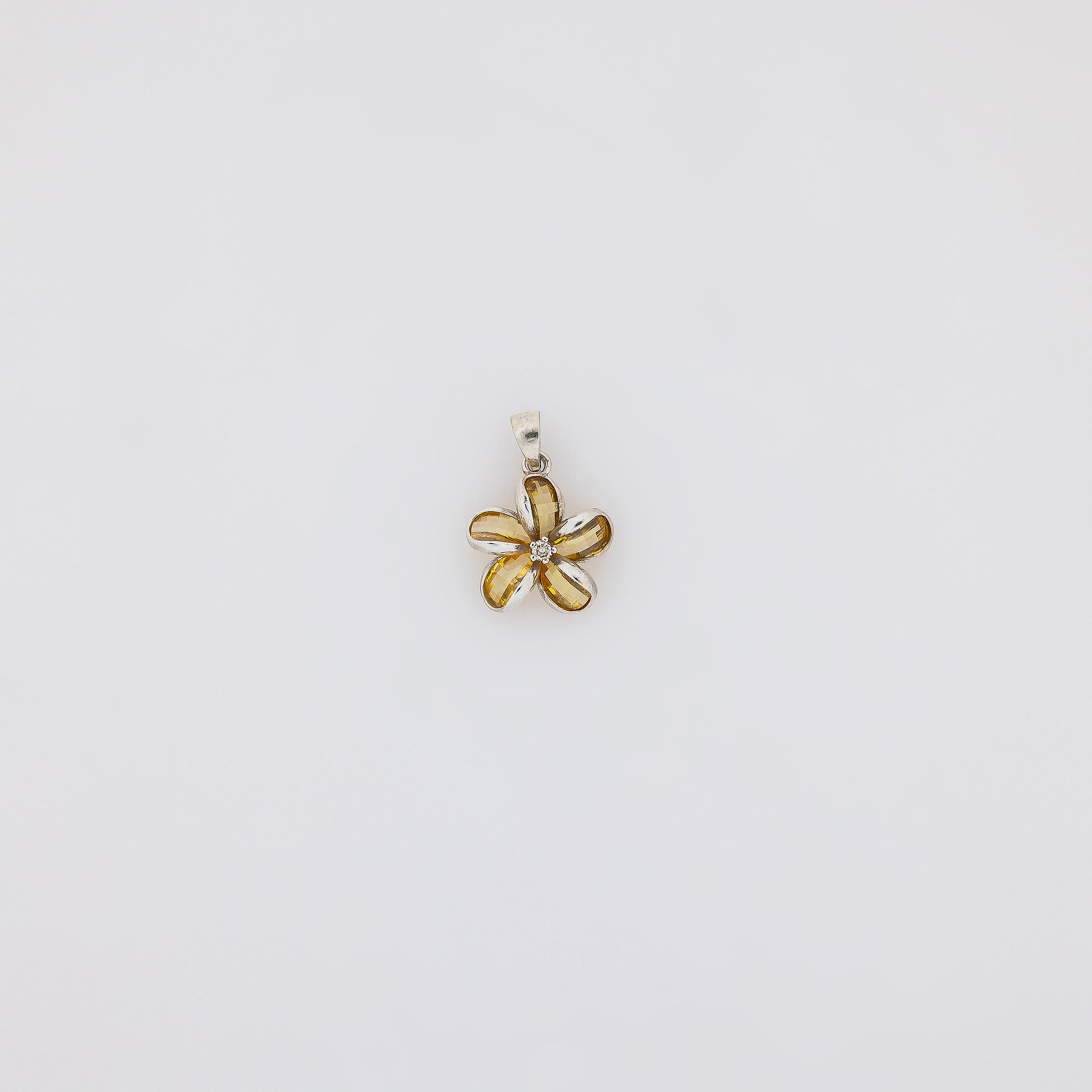 Yellow Crystal Plumeria Pendant