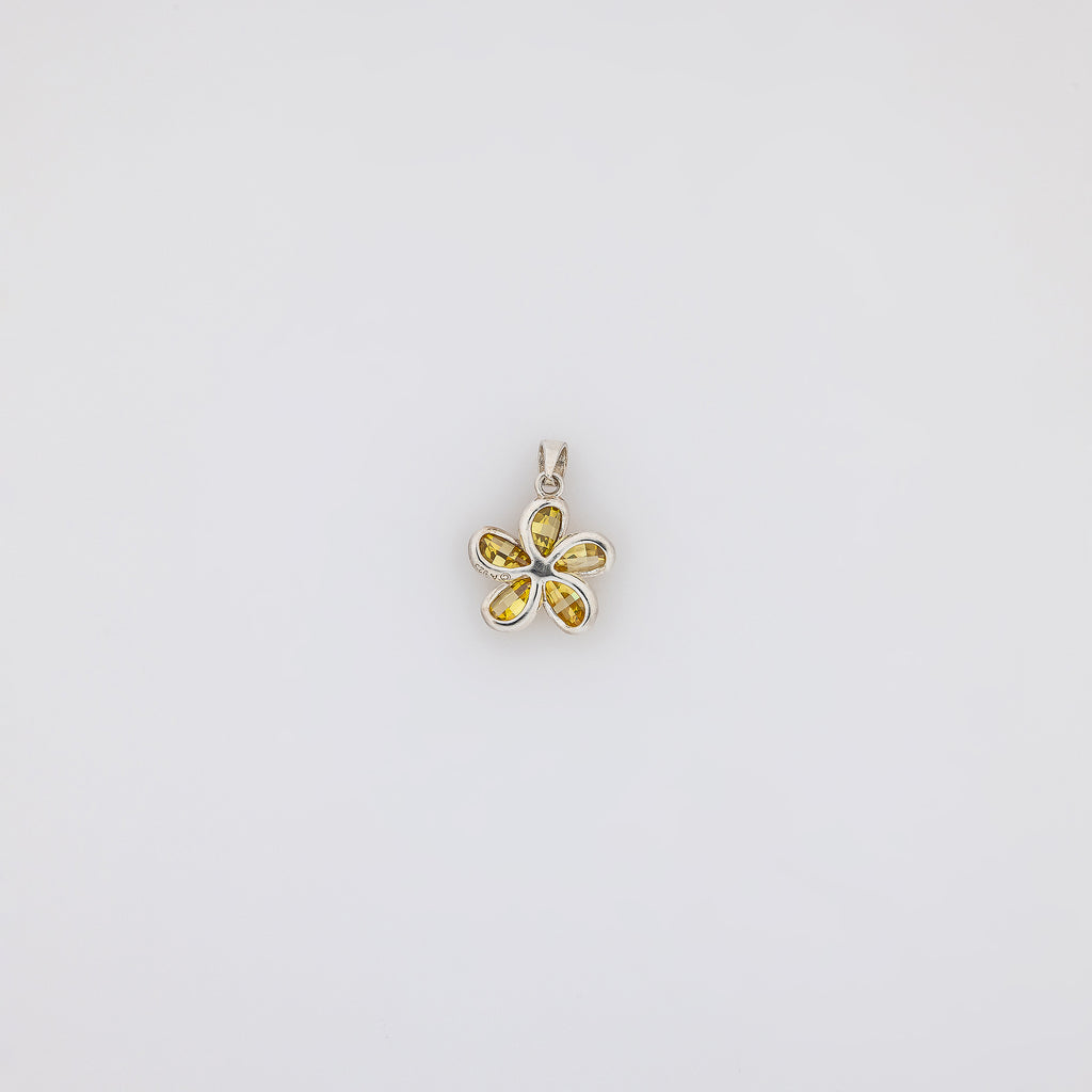 Yellow Crystal Plumeria Pendant