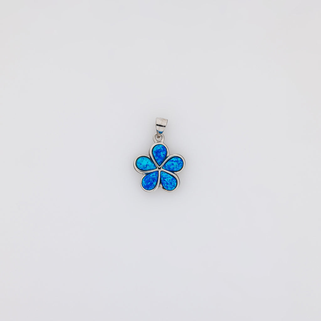 Blue Opal Plumeria Pendant