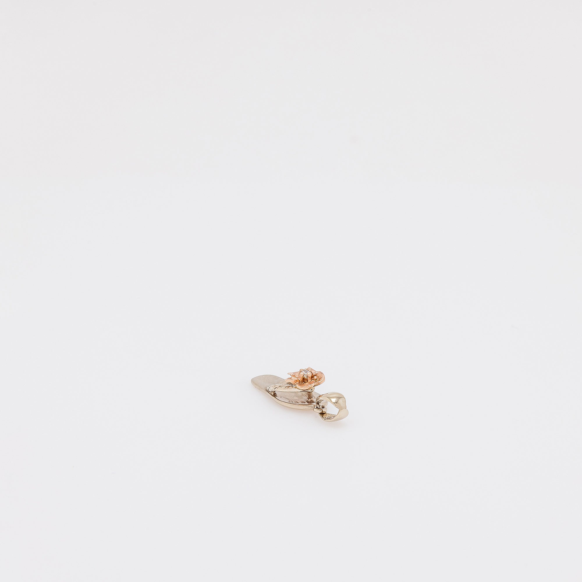 Dangling Rose Gold Plumeria on Green Gold Slippah