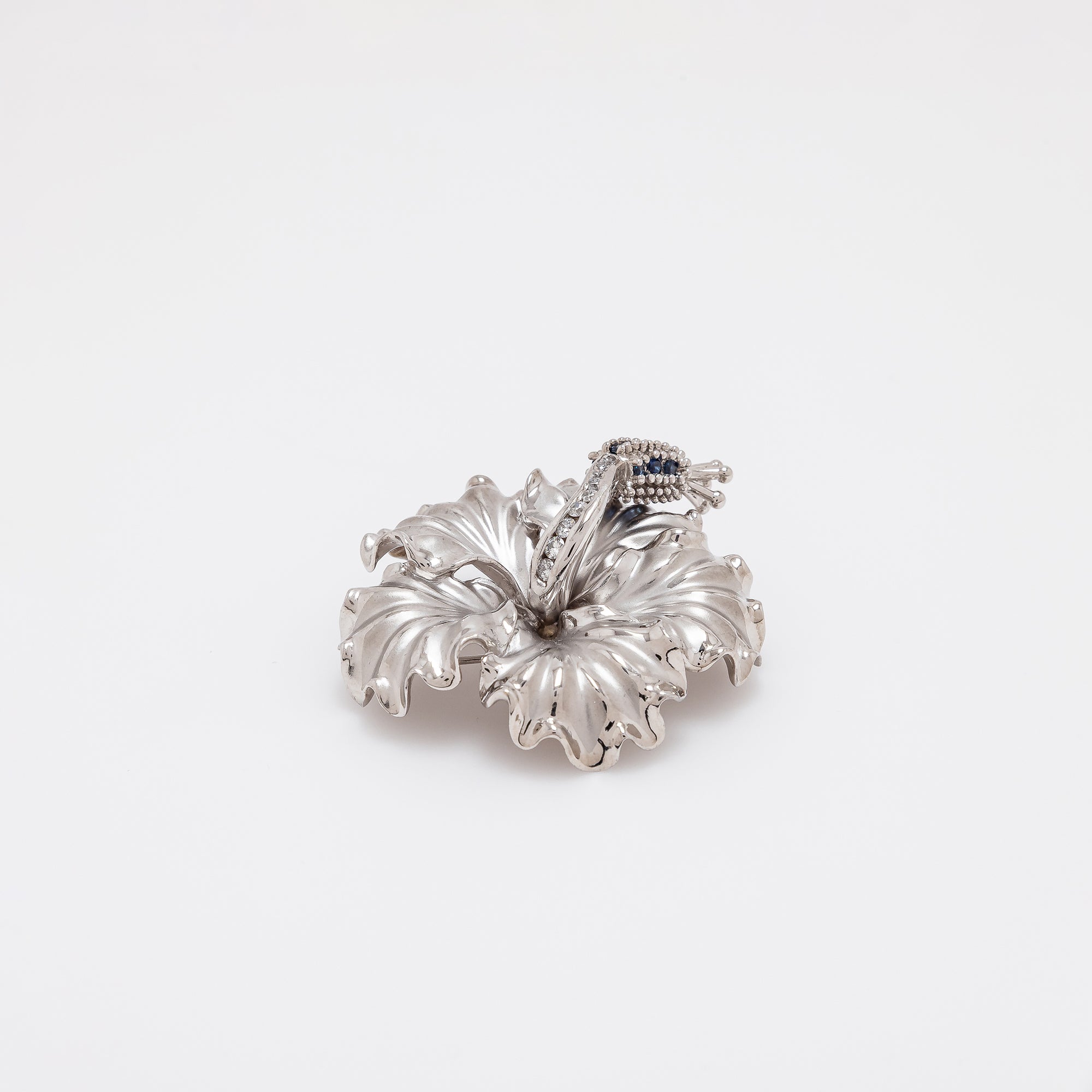 Jumbo Hibiscus Pendant + Brooch with Sapphires + Diamonds