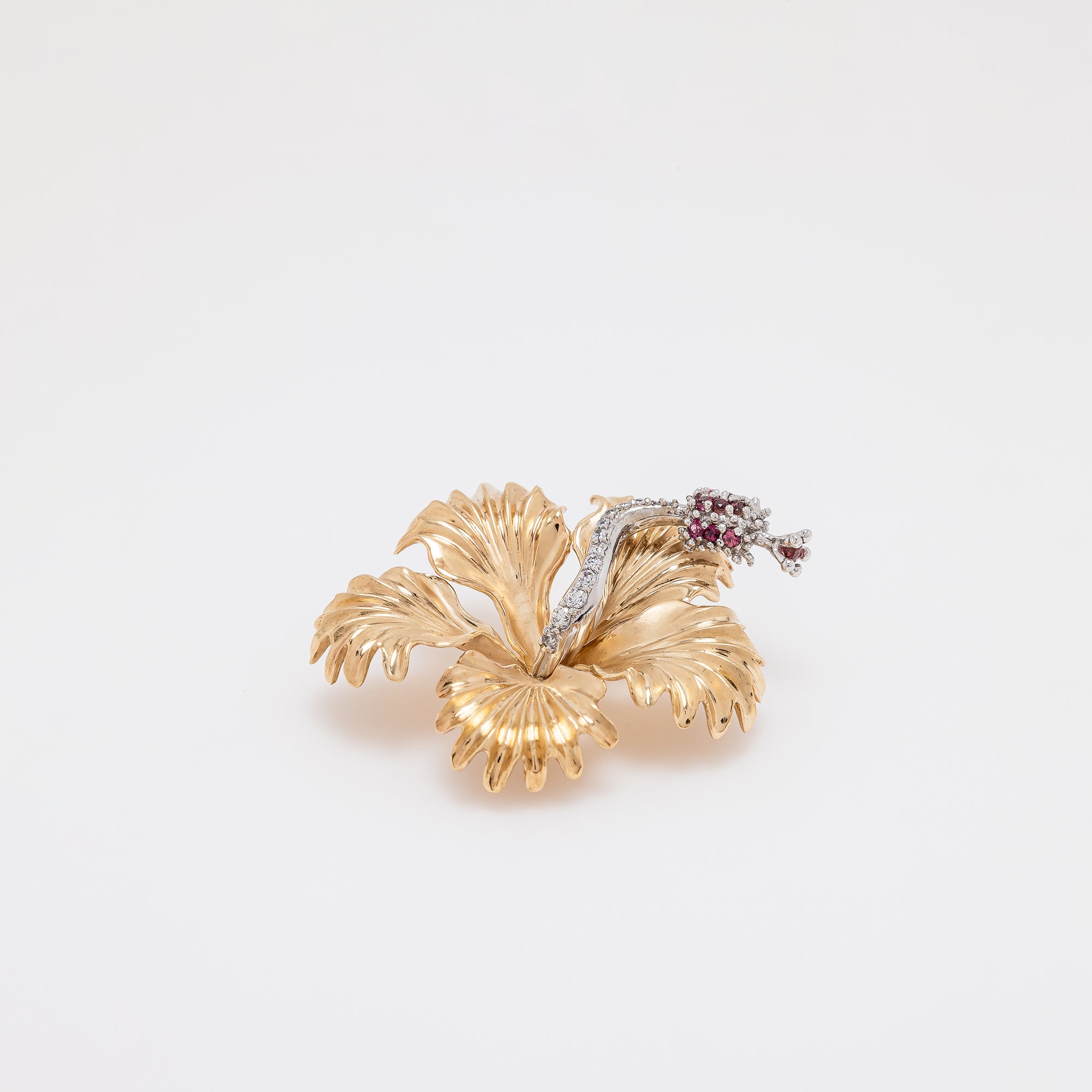 XL Diamonds + Pink Sapphires Hibiscus Pendant