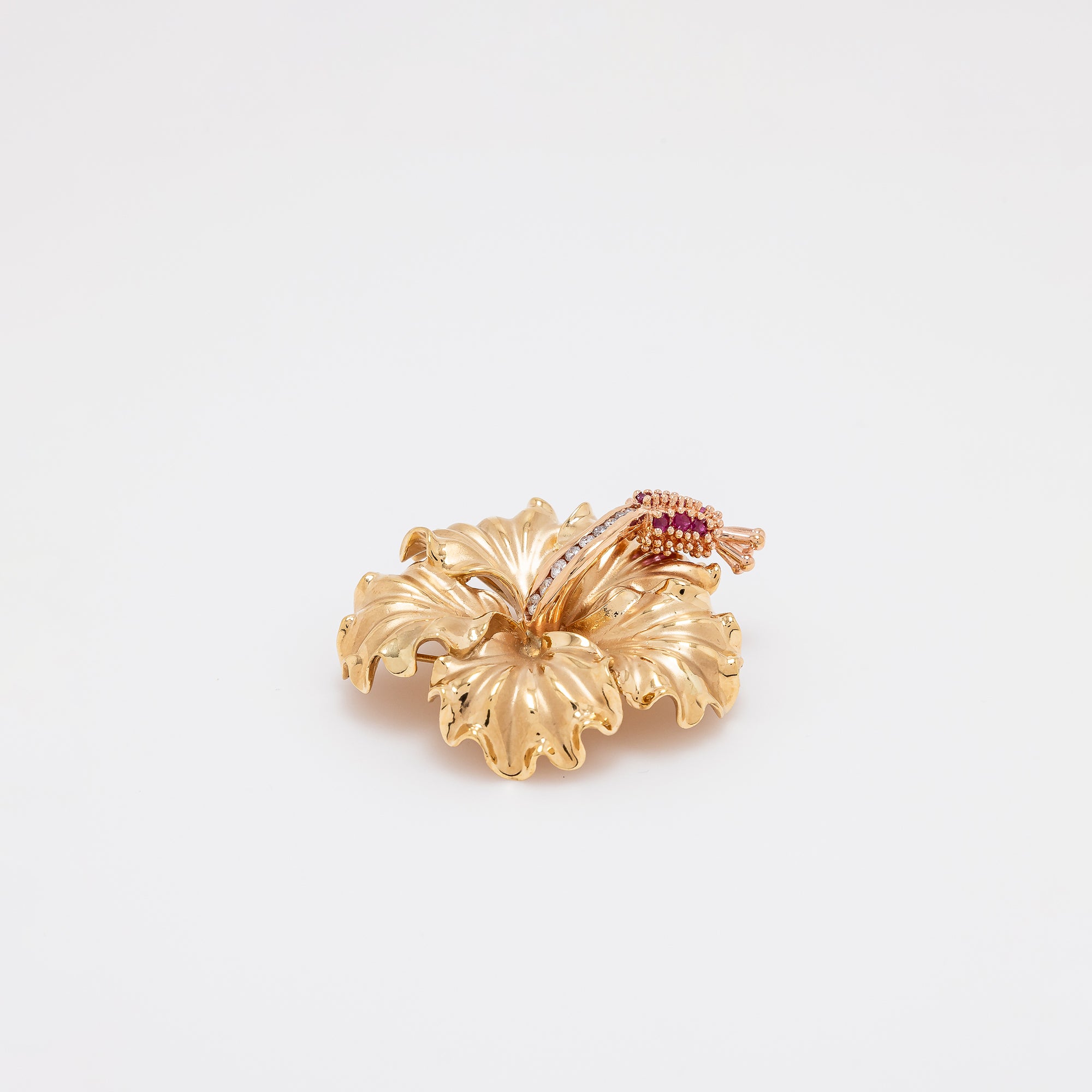 XL Diamond + Ruby Hibiscus Pendant