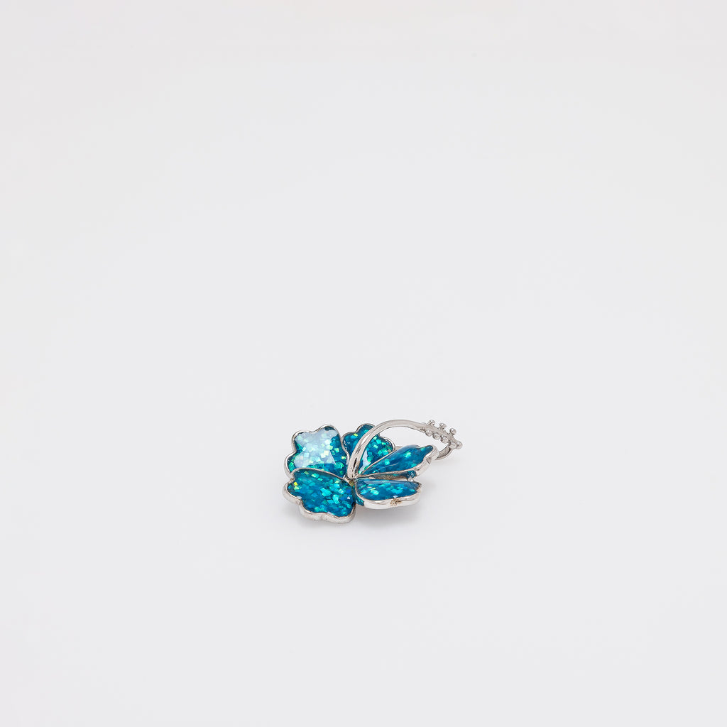 Blue Opal Hibiscus Pendant