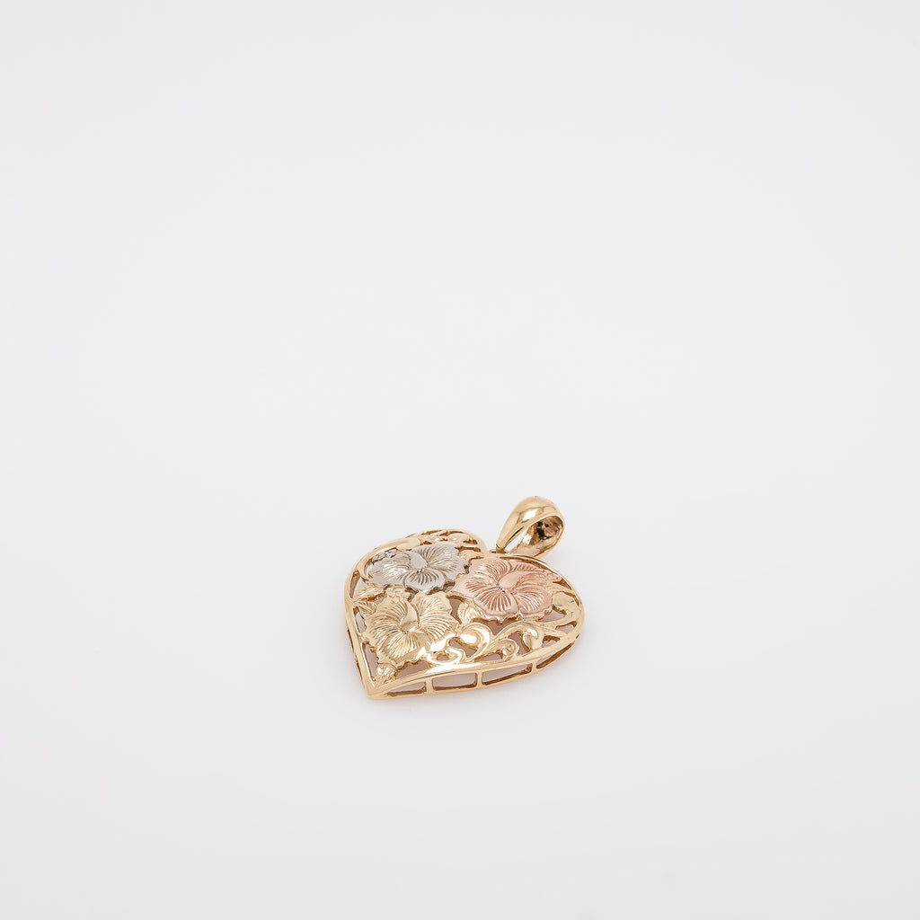 Tricolor Hibiscus Heart Pendant