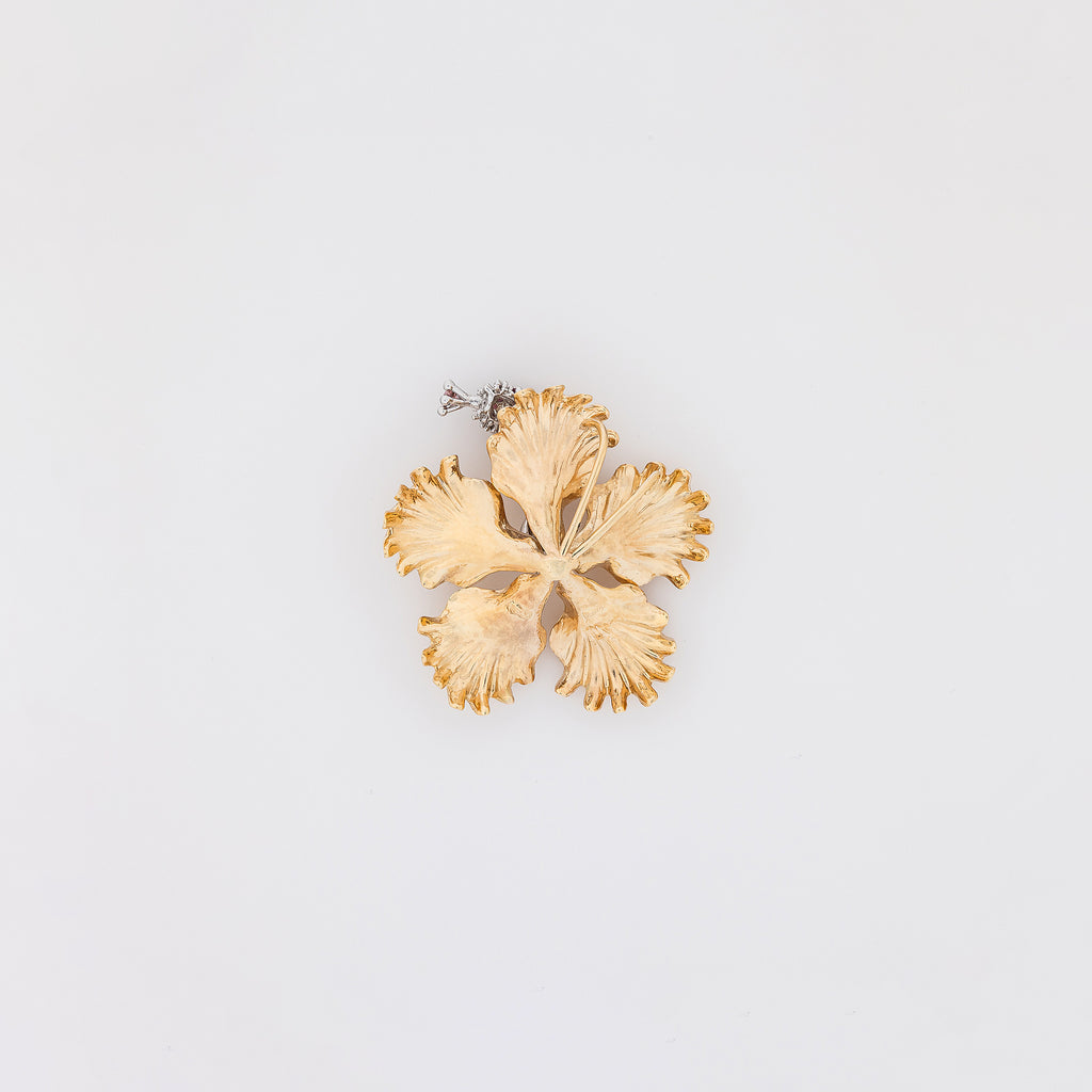 XL Diamonds + Pink Sapphires Hibiscus Pendant