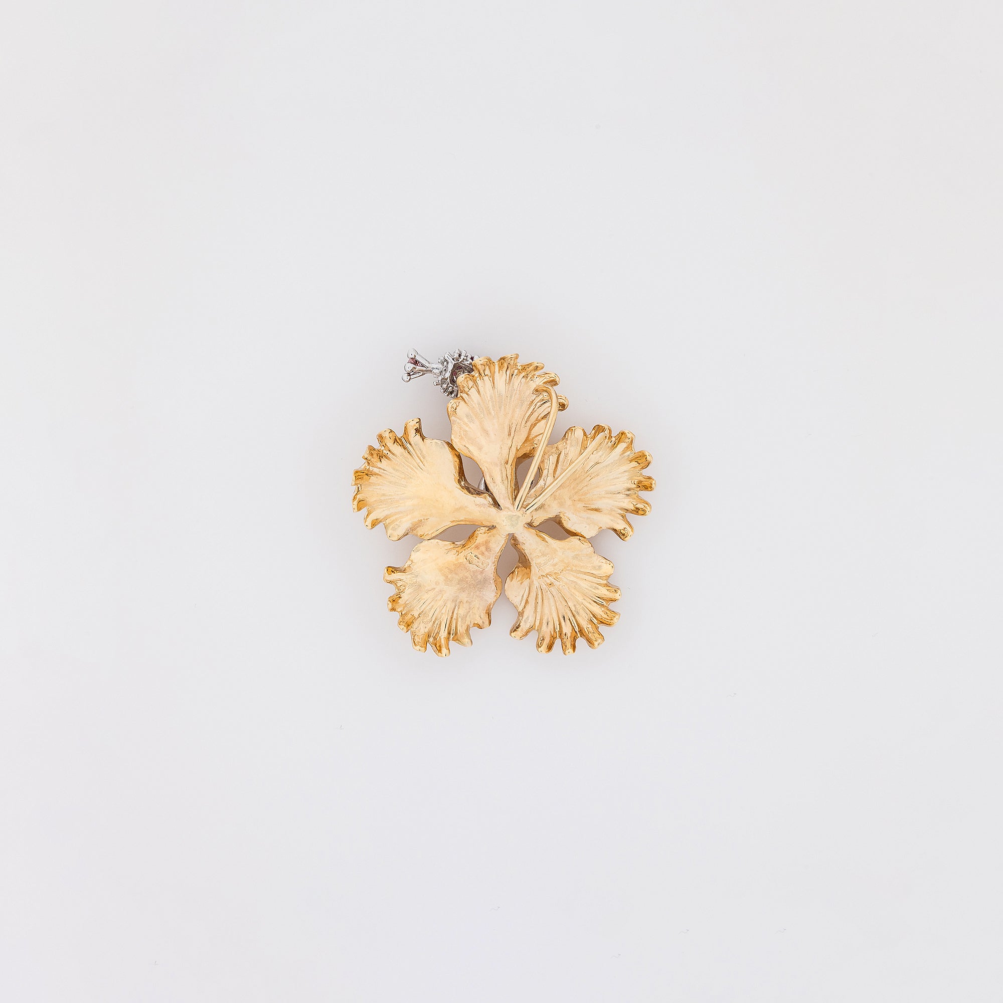 XL Diamonds + Pink Sapphires Hibiscus Pendant