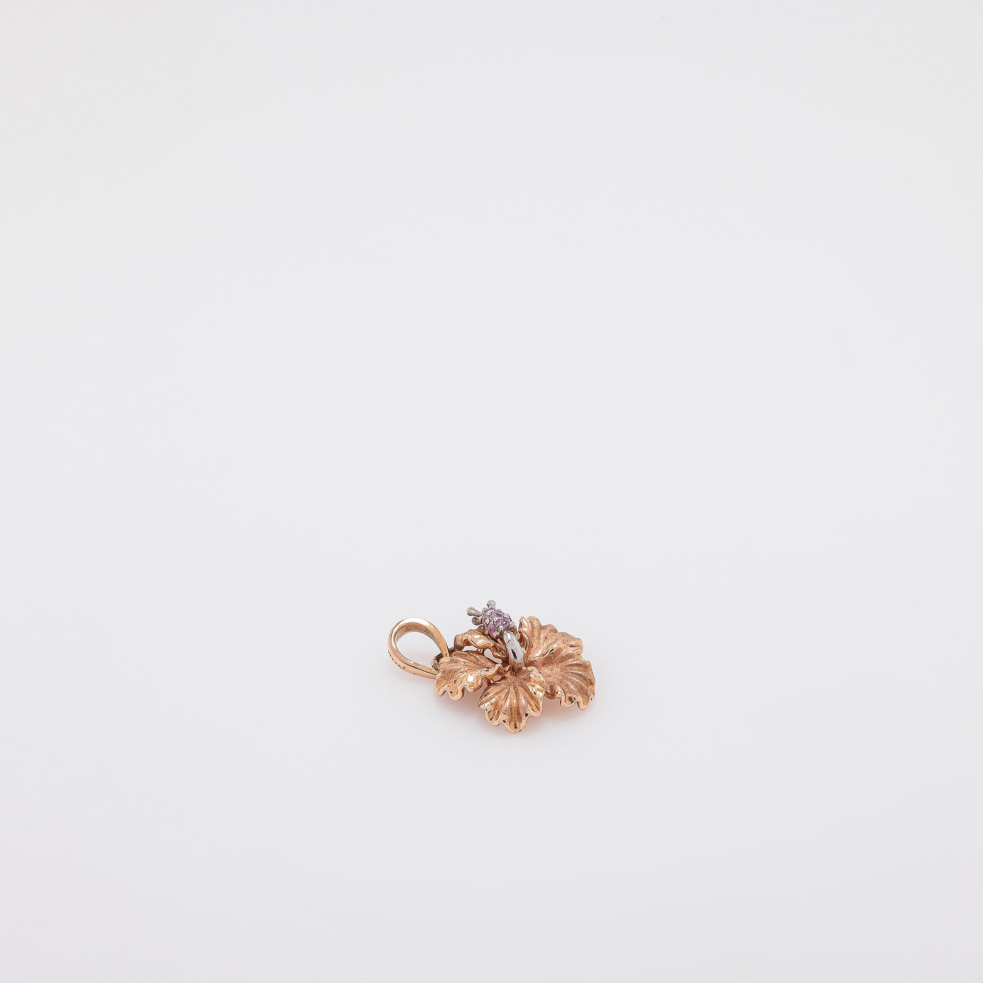 Rose Gold Pink Sapphire Hibiscus Pendant