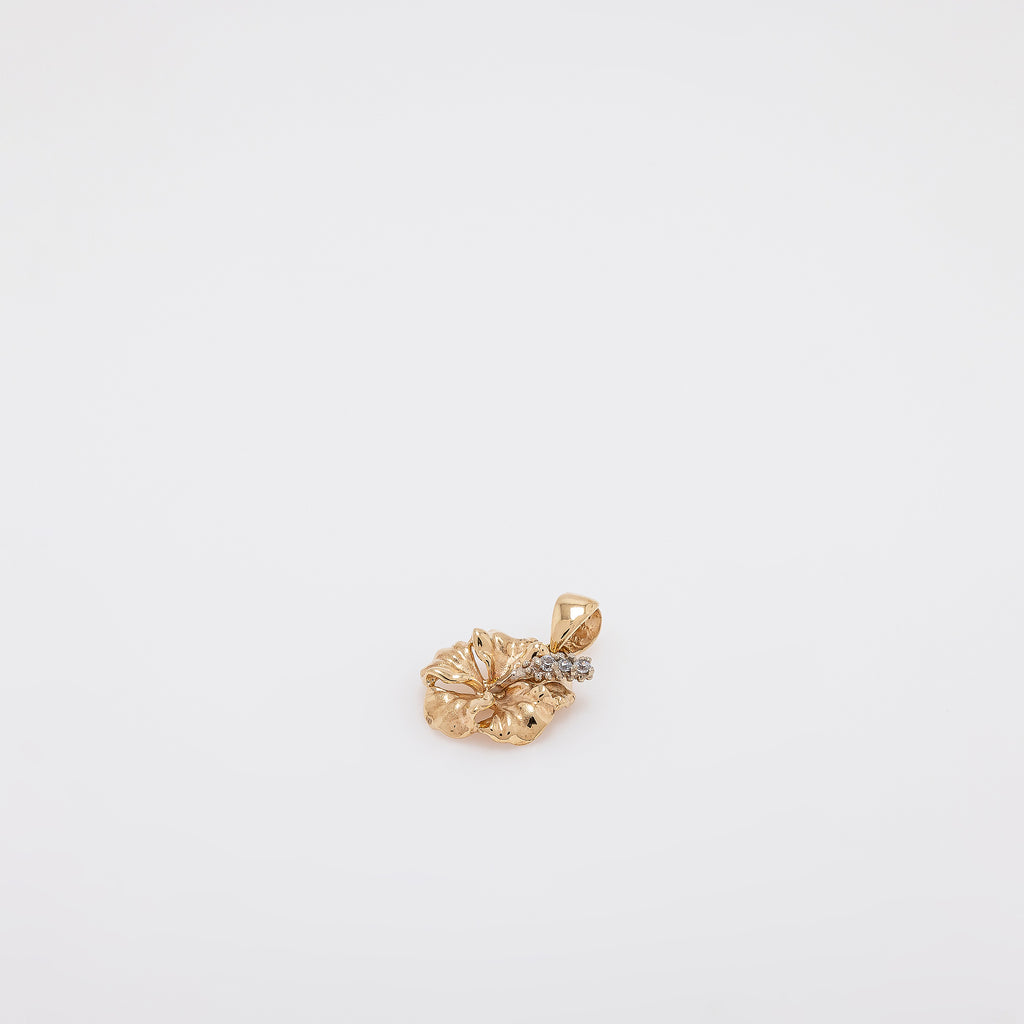 Diamond Gold Hibiscus Pendant