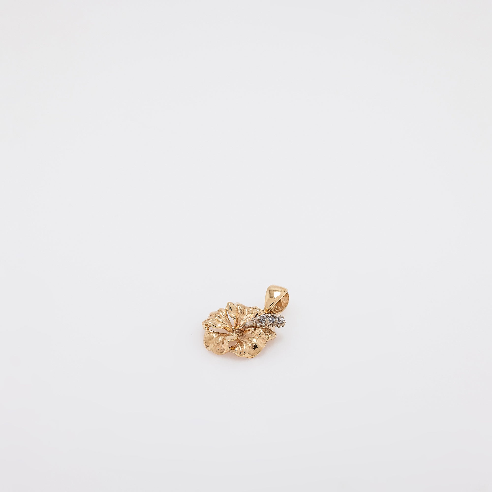 Diamond Gold Hibiscus Pendant