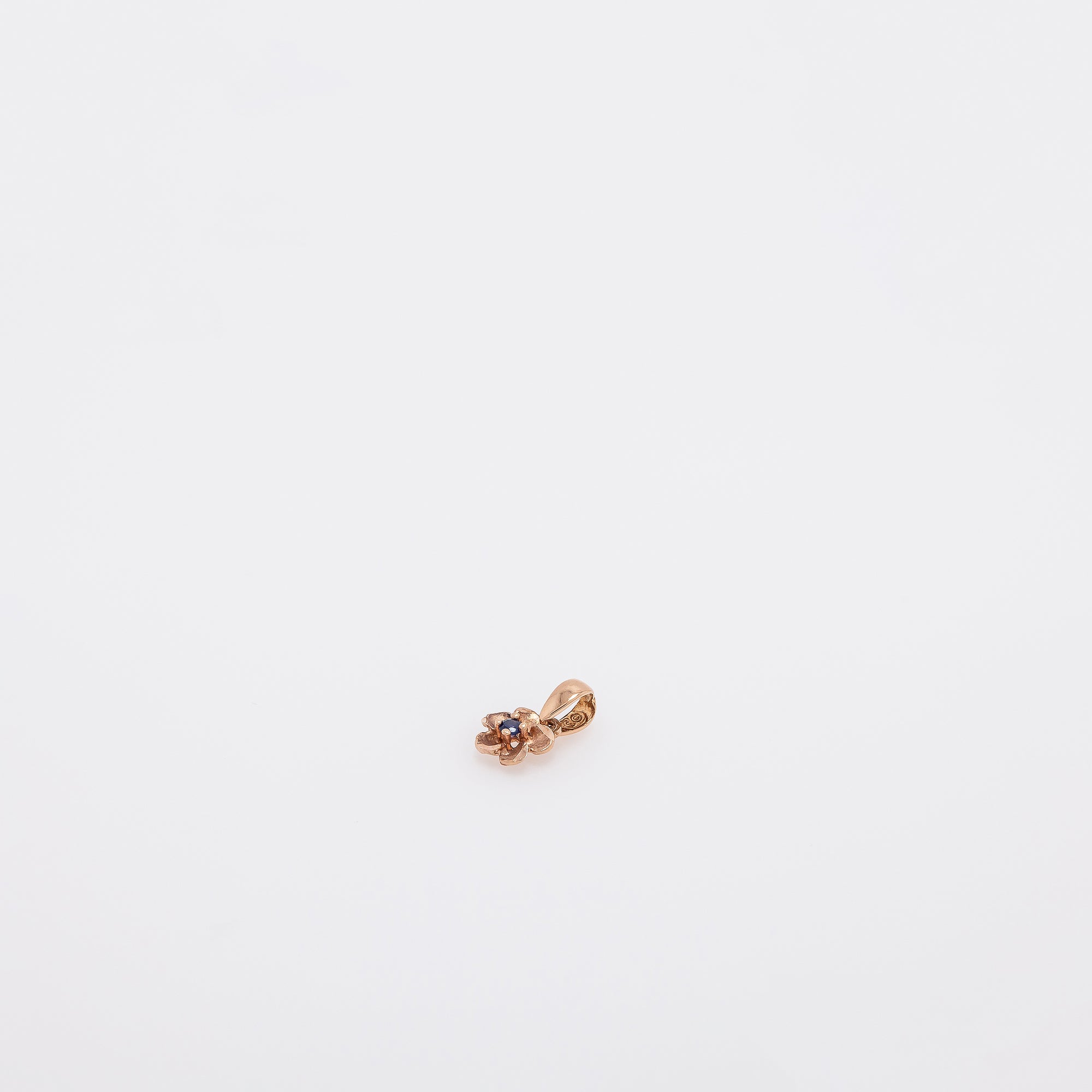 Micro Rose Gold Plumeria with Sapphire