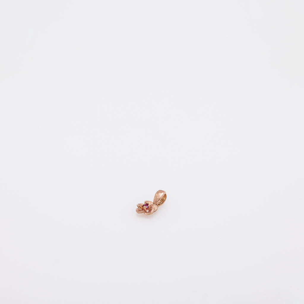 Micro Rose Gold Plumeria with Ruby