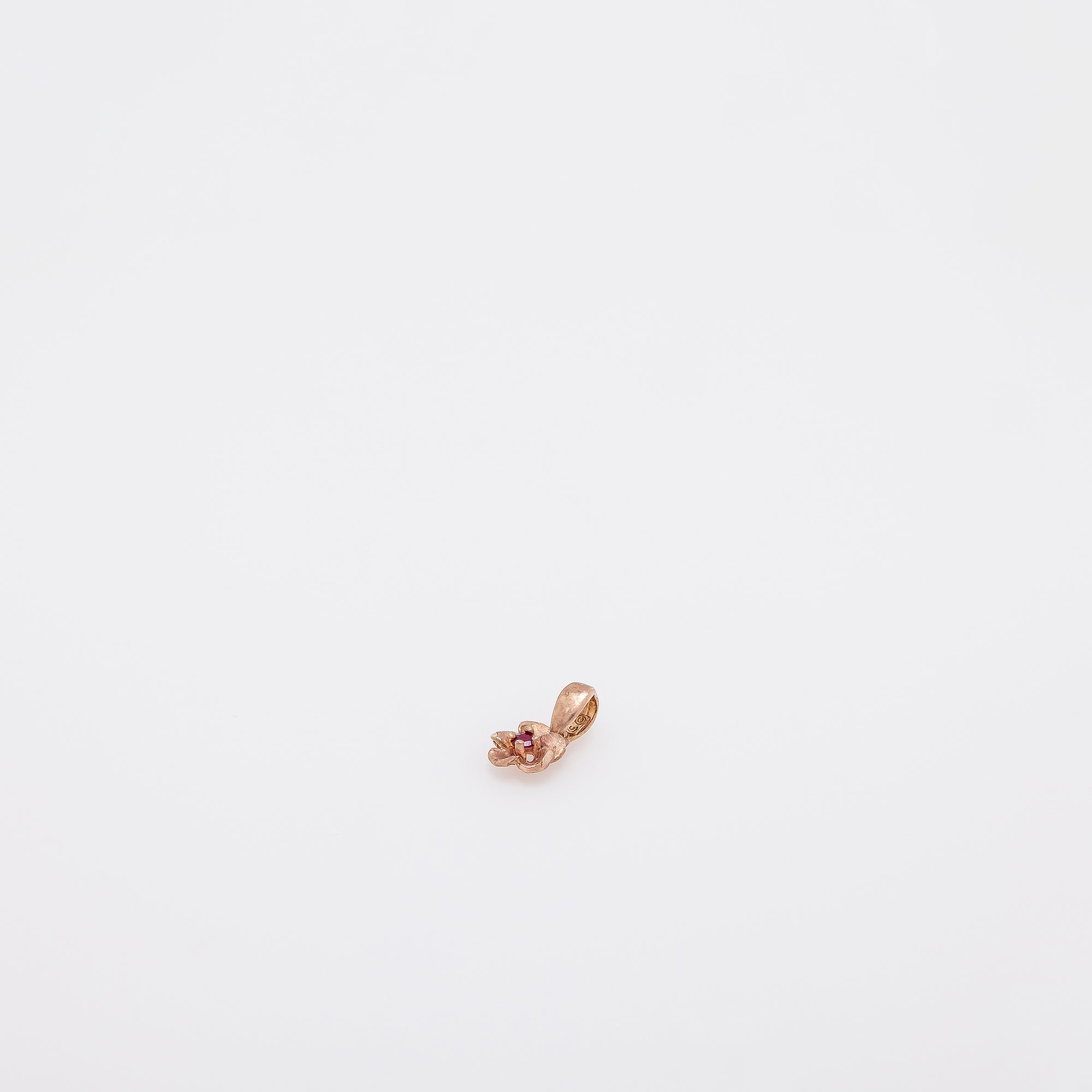 Micro Rose Gold Plumeria with Ruby