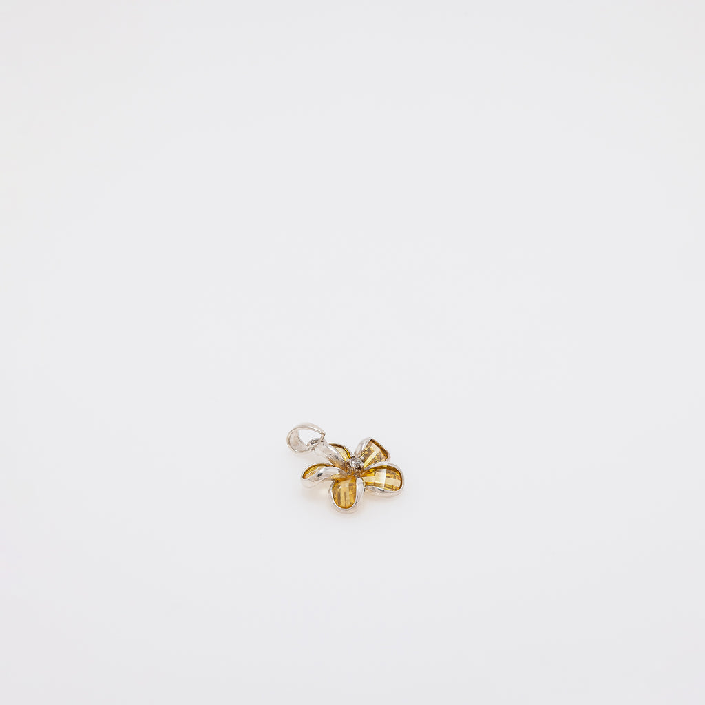 Yellow Crystal Plumeria Pendant