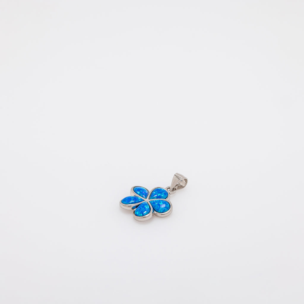 Blue Opal Plumeria Pendant