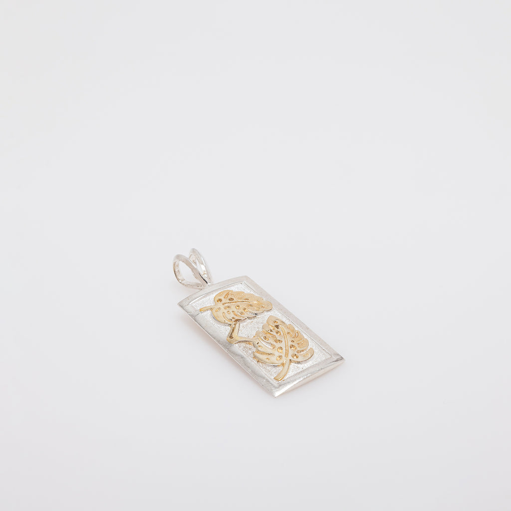 Double Monstera Leaf Vertical Bar Pendant